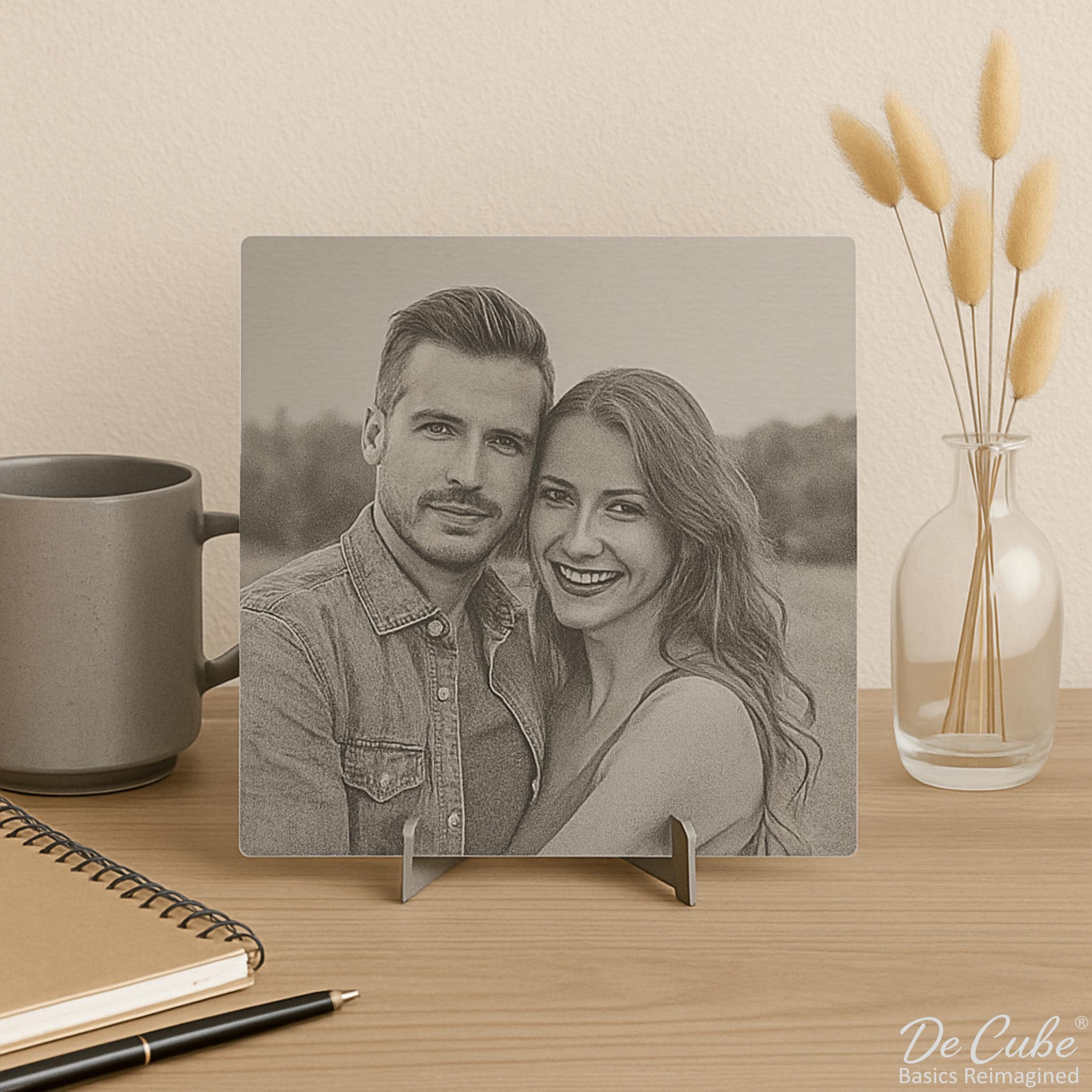 Custom Engraved Photo Plaque: Brushed Stainless Steel Portrait ...