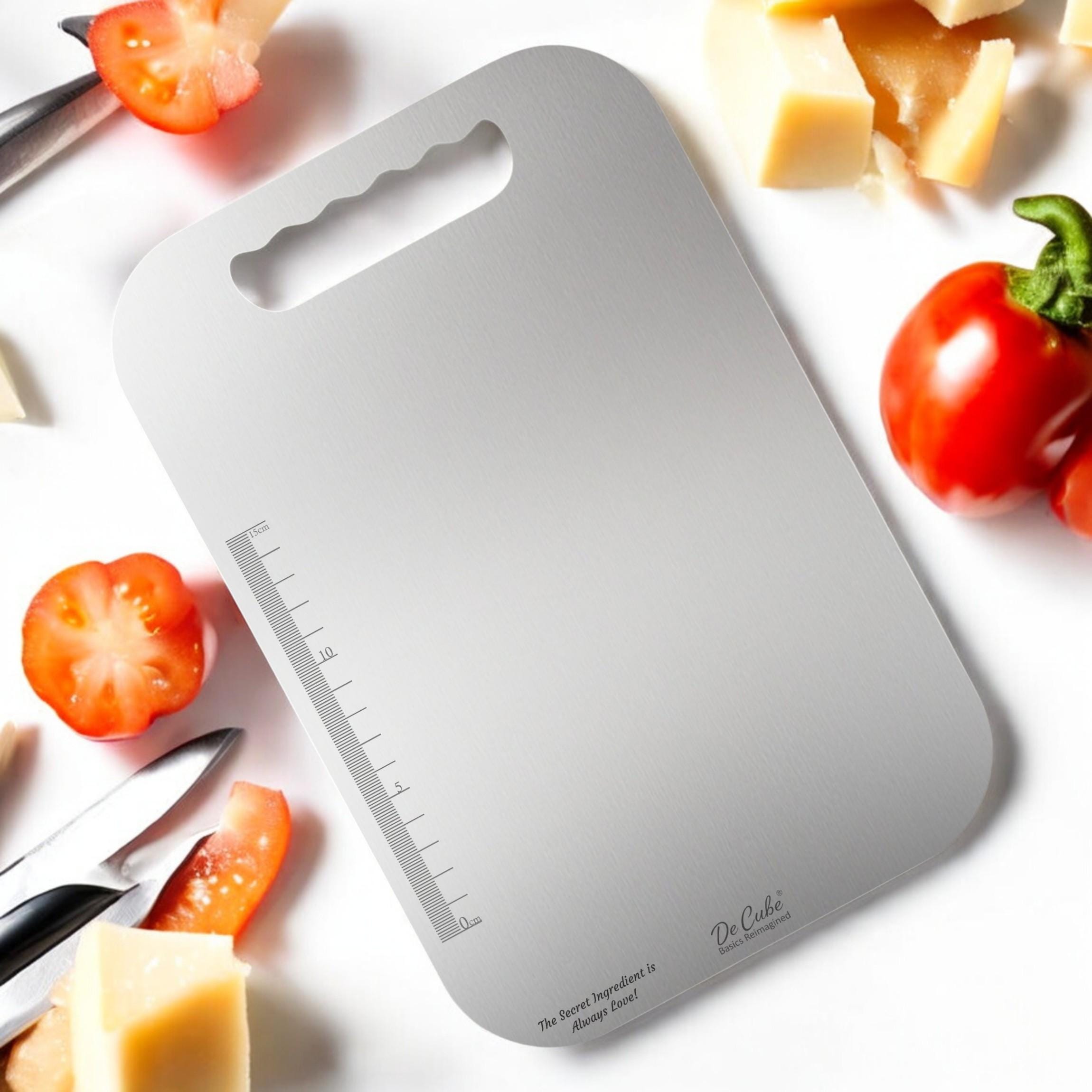 Planche à Découper Titanium Premium Double Face En Acier Inoxydable 304, Pour Viande, Fromage, Fruits Et Légumes (29x20cm