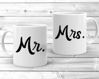 Mr and Mrs Mugs ~ Wedding Coffee Mugs ~ Gift for Newlyweds ~ Engaged Mug ~ Bridal Shower Gift ~ Mug Set ~ Engagement Gift ~ Wedding Mr Mrs