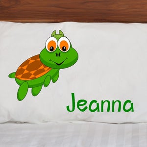 Kids Pillow Case ~ Cute Turtle ~ Microfiber Pillowcase ~ Kids Bedding ~ Custom Pillowcases ~ Pillow Cases for Children ~ White Standard