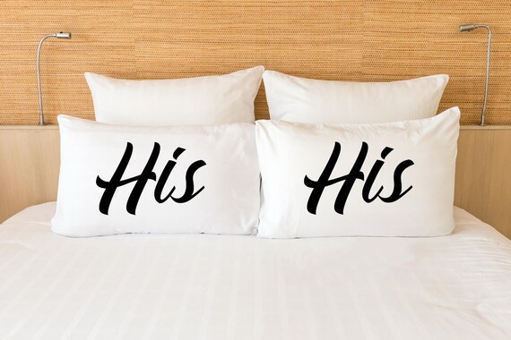 Gay Couple Pillow Cases His And His Microfiber Pillowcase Etsy