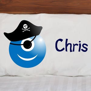 Kids Pillow Case ~ Pirate Alien ~ Microfiber Pillowcase ~ Kids Bedding ~ Custom Pillowcases ~ Pillow Cases for Children ~ White Standard