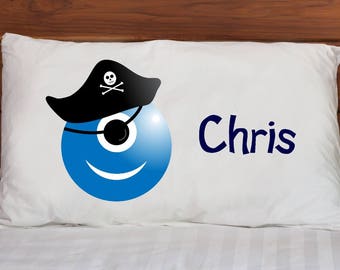 Kids Pillow Case ~ Pirate Alien ~ Microfiber Pillowcase ~ Kids Bedding ~ Custom Pillowcases ~ Pillow Cases for Children ~ White Standard