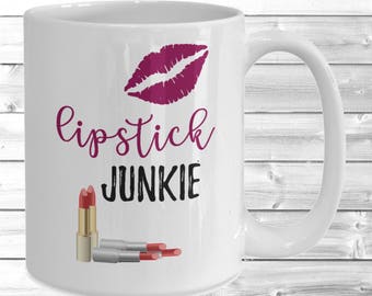 Lipstick Junkie ~ Lipsense Distributor ~ Girl Boss ~ Makeup Brush Cup ~ Gift For Lady Boss ~ Fashion Mug ~ Girlfriend Gift ~ Boss Babe