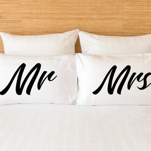 Couples Pillow Cases ~ Mr and Mrs ~ Microfiber Pillowcases ~ Custom Pillowcases ~ Pillow Cases for Wedding Anniversary Birthday