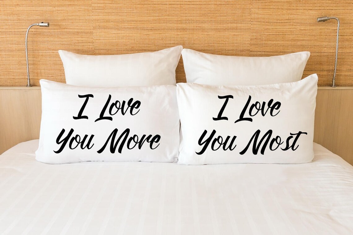 Couples Pillow Cases Love You More and Most Microfiber Etsy