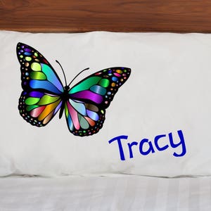 Kids Pillow Case ~ Bright Butterfly ~ Microfiber Pillowcase ~ Kids Bedding ~ Custom Pillowcases ~ Pillow Cases for Children ~ White Standard