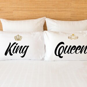 Couples Pillow Cases ~ King and Queen ~ Microfiber Pillowcase ~ Custom Pillowcases ~ Pillow Cases for Wedding Anniversary Birthday