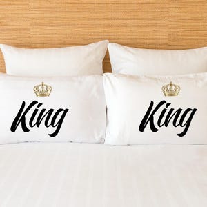 Gay Couple Pillow Cases ~ King and King ~ Microfiber Pillowcase ~ Custom Pillowcases ~ Pillow Cases for Wedding Anniversary Birthday
