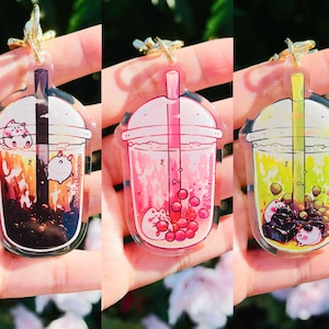 Bubble tea keychain Boba keychain Cute food keychain Cute snack keychain image 1