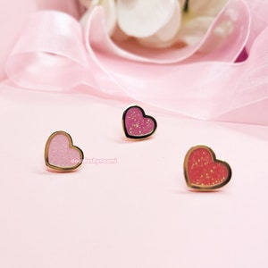 Heart enamel pin set | Mini pins | Filler pins | Cute enamel pin | Glitter enamel pin