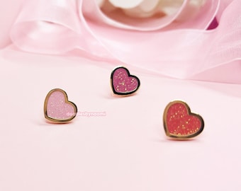Heart enamel pin | Mini pin | Cute enamel pin | Glitter Enamel Pin