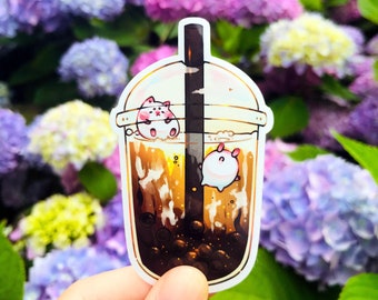 Brauner Zucker Boba Aufkleber | Bubble Tea Sticker | Milch Tee Aufkleber | Niedlicher Vinyl-Aufkleber | Niedlicher Laptop Aufkleber