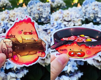 Fire demon stickers | Japanese anime stickers | Cute vinyl sticker | Cute laptop decal
