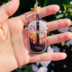 Bubble tea keychain Boba keychain Cute food keychain Cute snack keychain image 3