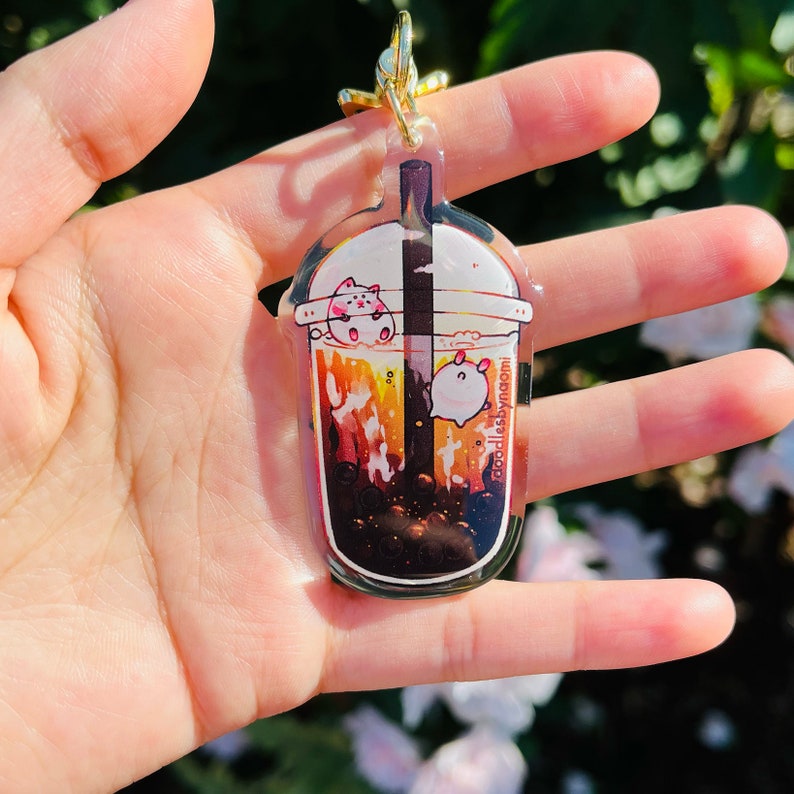 Bubble tea keychain Boba keychain Cute food keychain Cute snack keychain image 3