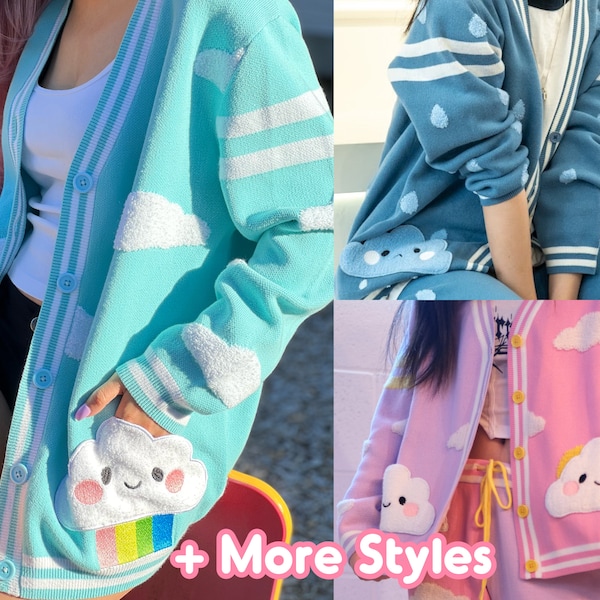 Sweater weervesten | Wolkenvest | Leuk vestje | Kawaii-kleding (lees de beschrijving)