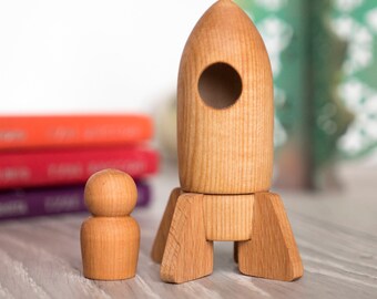 Rocket toy waldorf toy Tateplota wooden toys natural toys artisan toy montessori toys handcrafted toys wood rocket space rocket toy