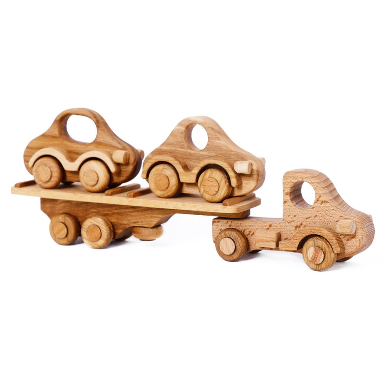 Car Carrier With Cars Wooden Toy Truck A Image 0