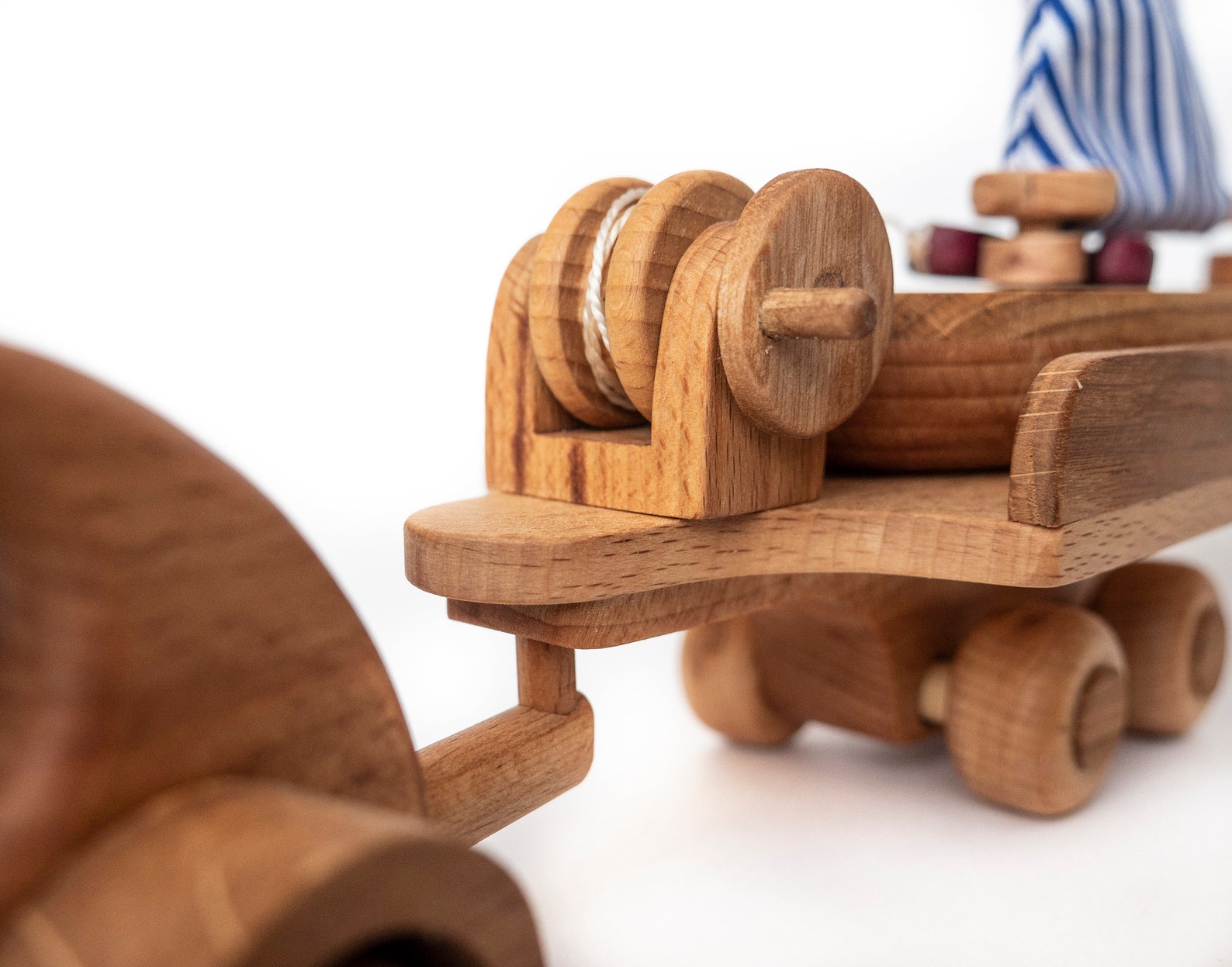 Tow Truck and Sailboat Wooden Toy Boat Trailer Car Toy Etsy