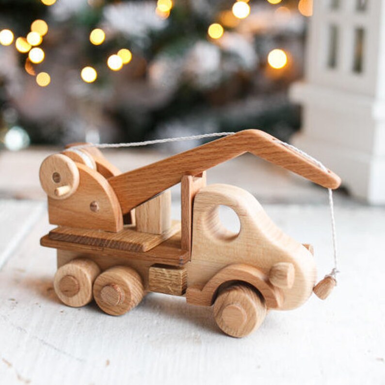 Wooden Crane Wooden Car Toy Truck Wooden Blocks | Etsy