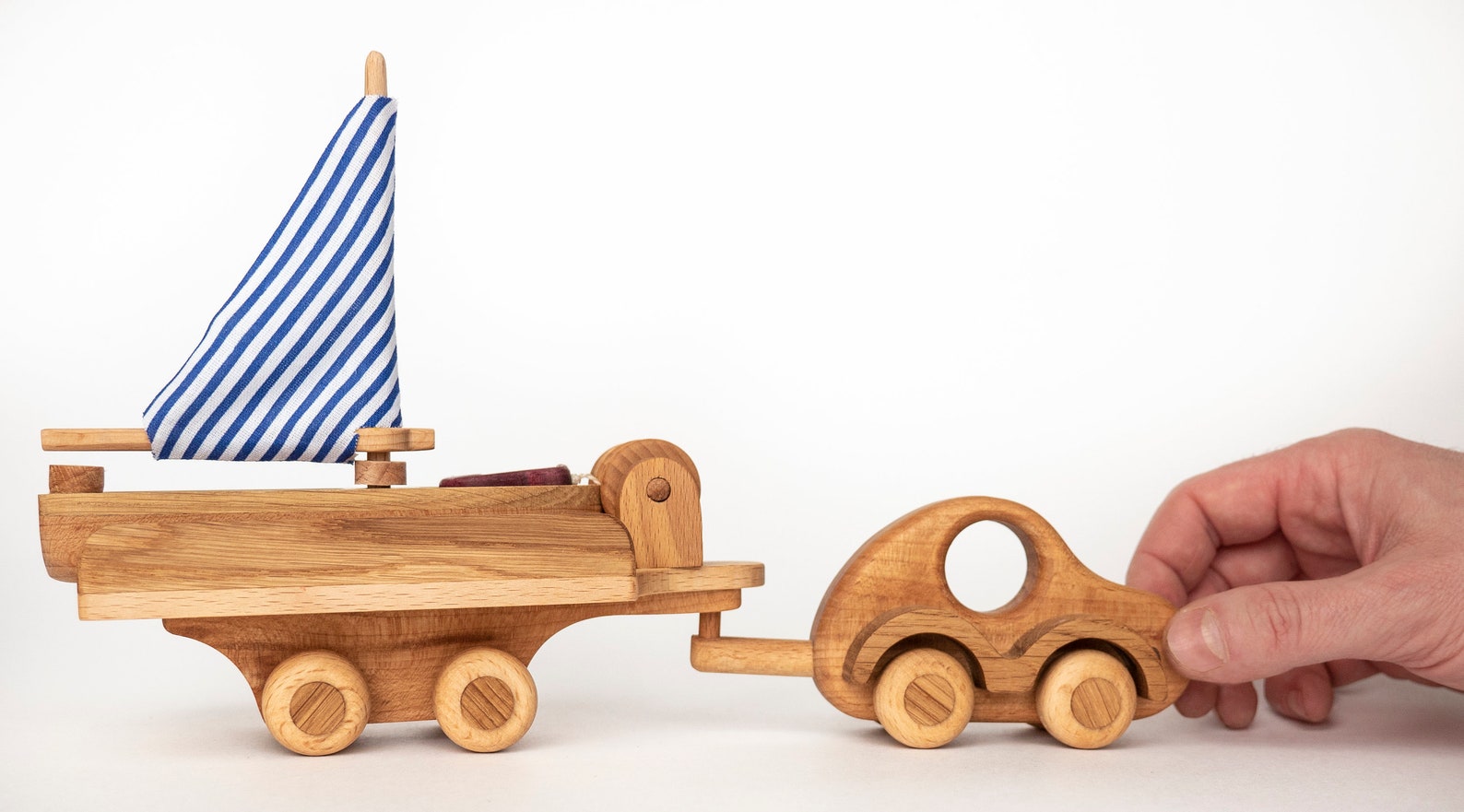 Tow Truck and sailboat wooden toy boat trailer car Toy Etsy