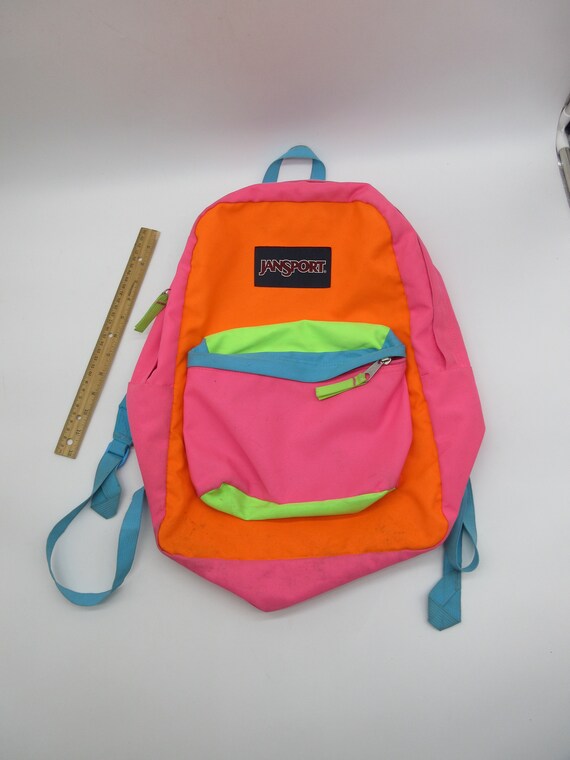 1990's Jansport Backpack w/ Neon Colors - Vintage 
