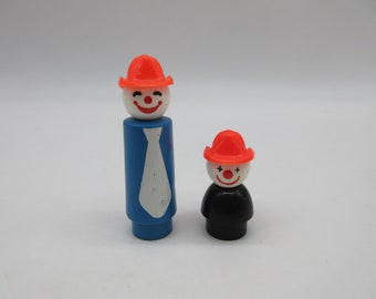 1983 Grand clown + petit clown de la brigade de clowns fous n° 657 - Fisher Price - Little People - Adventure People - Pièce accessoires