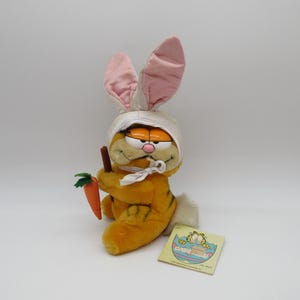 Peluche lapin carotte de Pâques GARFIELD des années 1980 - Jim Davis - Odie - poupée en peluche - PVC des années 80