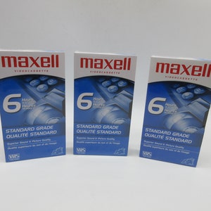 MAXWELL Puste kasety VHS z lat 90. - fabrycznie zapakowane - zestaw 3 kaset - 6 godz. - nowe - kaseta wideo - magnetowid