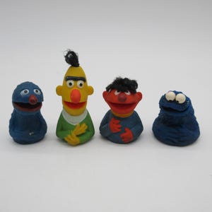 1970&#39;s Sesame Street Finger Puppets - Bert Ernie Cookie Monster Grover - Vintage Fisher Price  - Part Character Clubhouse