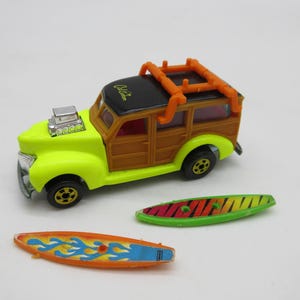 1990 *Rare* Yellow Woody w/ Surf Boards - Cal Custom  - Hot Wheels -  Diecast Lesney Superfast Vintage