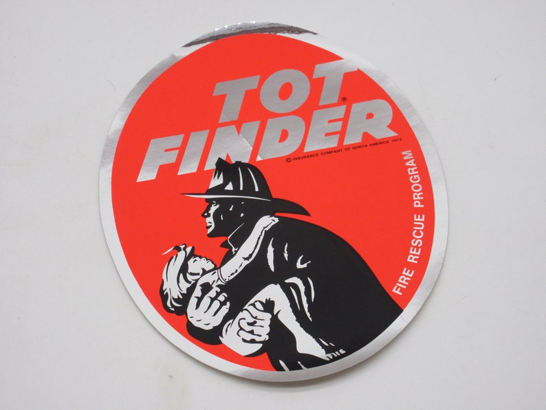 1972 TOTS FINDER Fire Rescue Sticker 1970's 1980's Nostalgia image 1