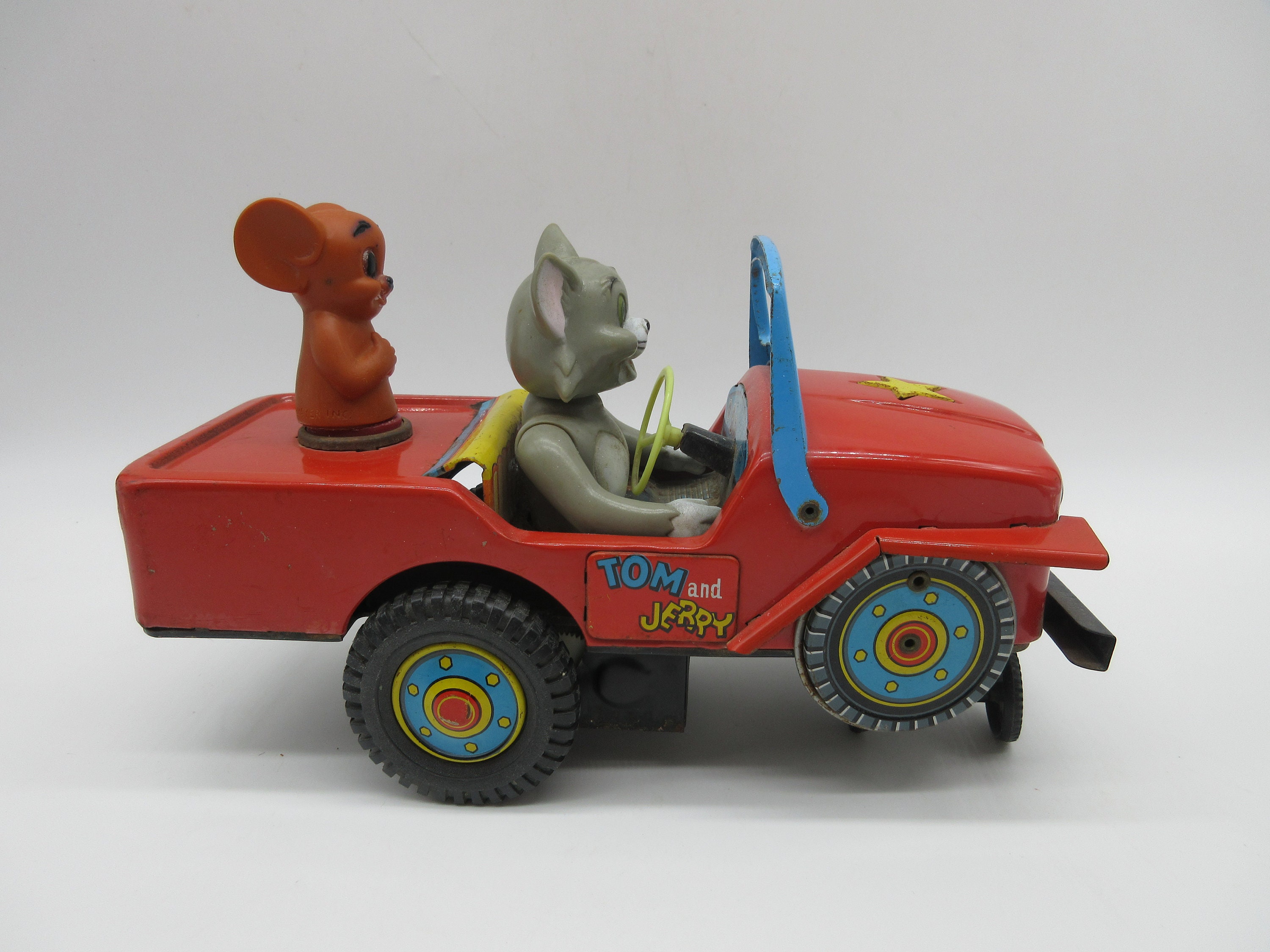1960's TOM & JERRY Tin Toy - by Modern Toys - Jeep - Battery