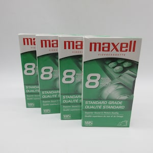 MAXWELL Puste kasety VHS z lat 90. - 8 godz. - zestaw 4 sztuk - fabrycznie zapakowane - nowe - kaseta wideo - magnetowid