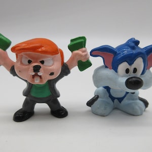 1990 ' s TINY TOON Monty Max + Furball - Pvc Applause - Disney Action Figure Toy Lot