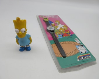 Orologio di Bart Simpson del 1990 + personaggio in PVC - Giocattolo vintage
