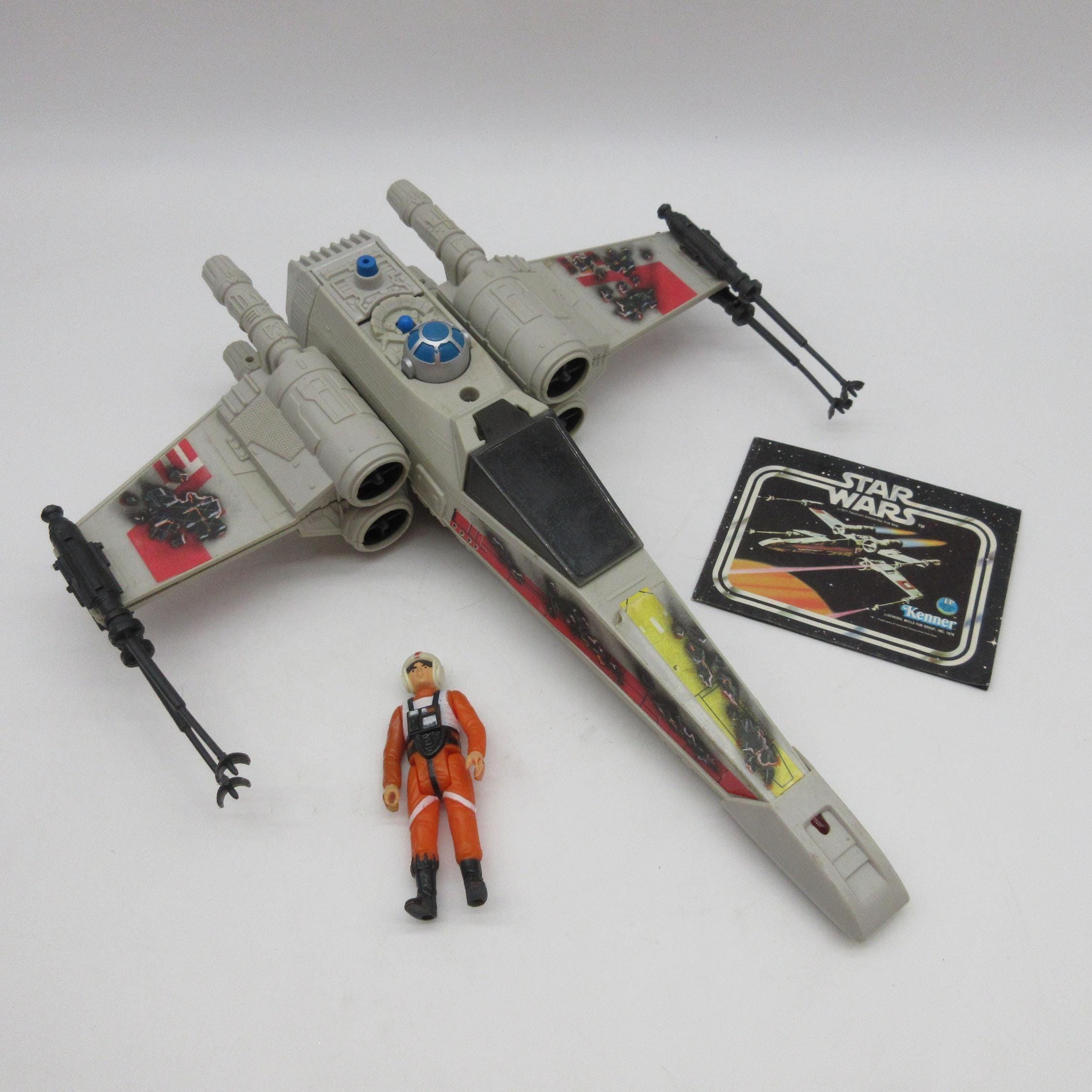 1981 Battle Damaged X-wing 100% Complete W/ Canopy + Luke - Works