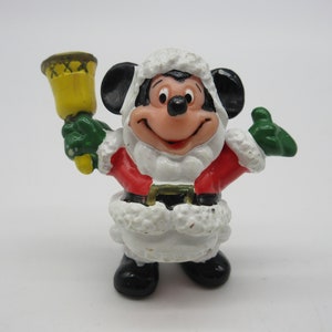1980 MICKEY MOUSE Santa PVC Figure  - Vintage Disney Toy