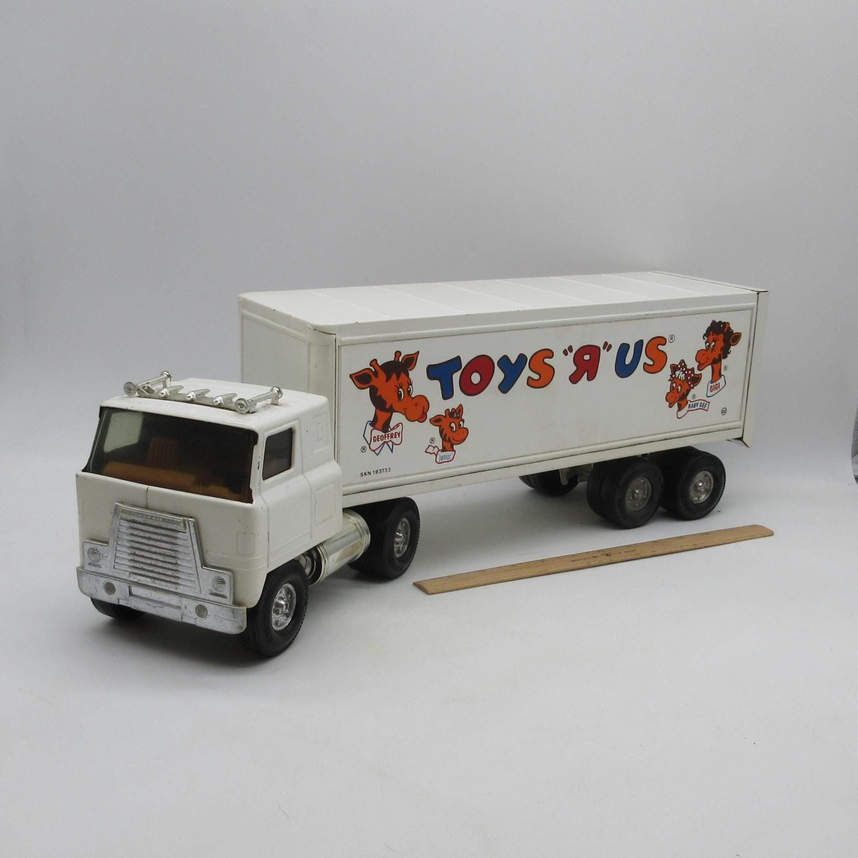1980's TOYS R US Tractor Trailer W/ Cab - Vintage Steel Truck Toy