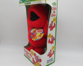 1996 Original Tickle Me Elmo w/Box Tyco Sesame Street Plush Sold As  Is