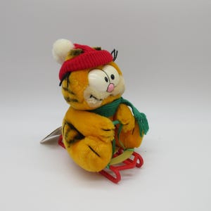 Peluche traîneau d'hiver GARFIELD des années 80 - Jim Davis - Odie - poupée en peluche - PVC des années 80