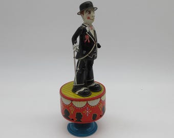 ヴィンテージ 小人の置物 JIM SIT UPS 1989 アンティーク 1950's DANCING SAM - Tin Litho Toy - S&E Japan -wind up