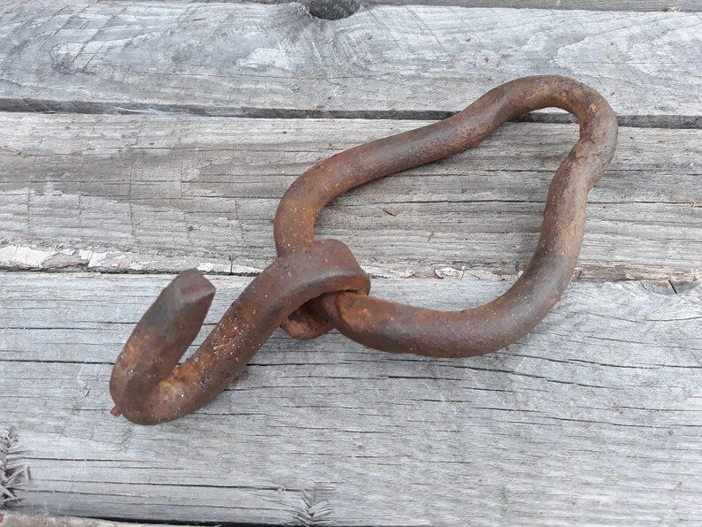 Ring with hook Rusty ring with hook Vintage ring with hook Metal ring with hook Old ring with hook Forged ring with hook Home decor 1950s