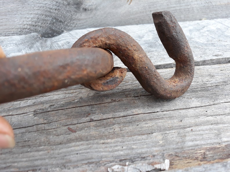 Ring with hook Rusty ring with hook Vintage ring with hook Metal ring with hook Old ring with hook Forged ring with hook Home decor 1950s