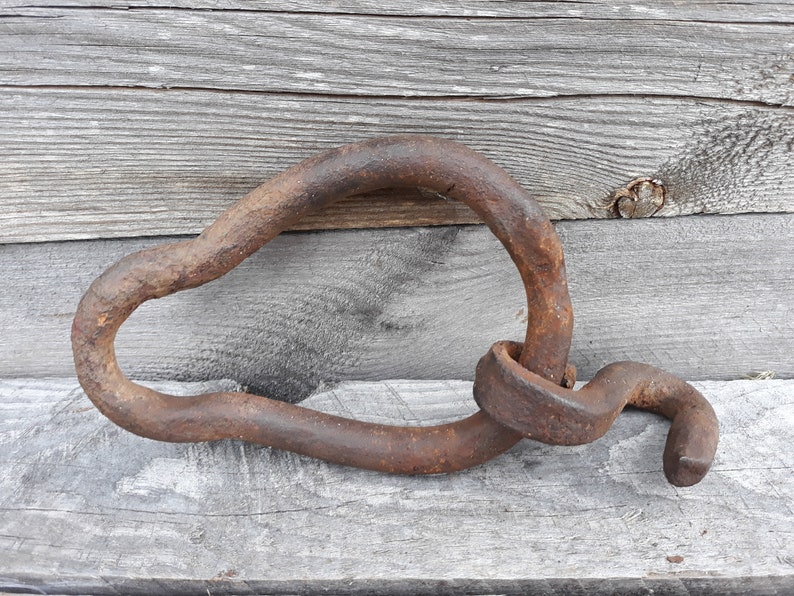 Ring with hook Rusty ring with hook Vintage ring with hook Metal ring with hook Old ring with hook Forged ring with hook Home decor 1950s