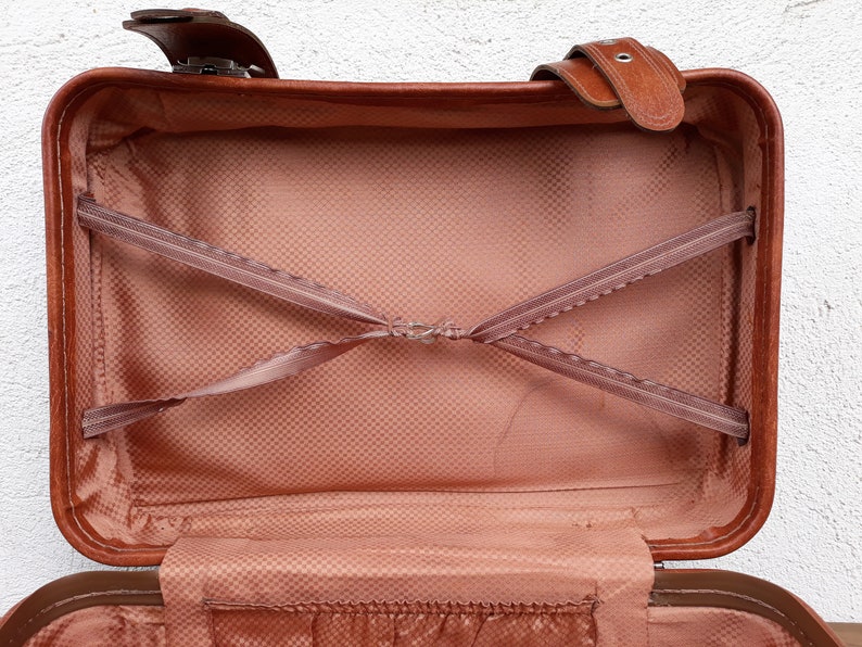 Vintage suitcase Leatherette suitcase Suitcase faux leather Man tote travel bag Travel suitcase Gift for family