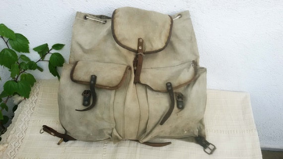 Backpack Canvas backpack Vintage backpack Old canv