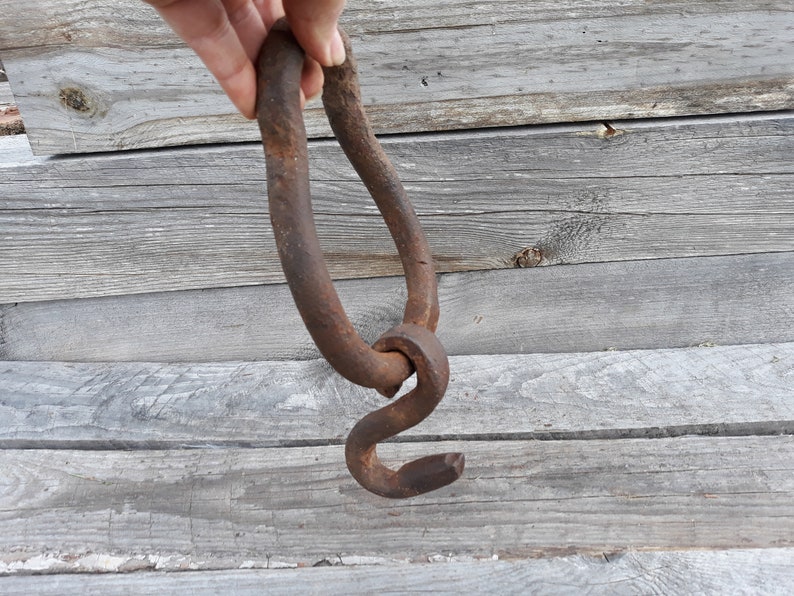 Ring with hook Rusty ring with hook Vintage ring with hook Metal ring with hook Old ring with hook Forged ring with hook Home decor 1950s