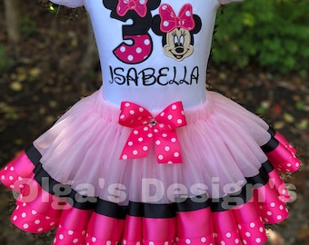 1st 2nd 3rd Minnie Mouse birthday outfit pink tutu Minnie Mouse birthday shirt